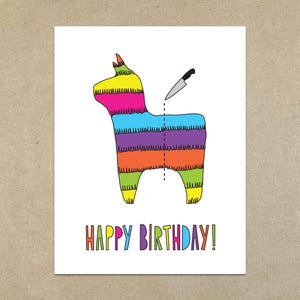 SALE - Geburtstags-Pinata (Hier geschnitten) - A2 Grußkarte mit Umschlag - SKU 156