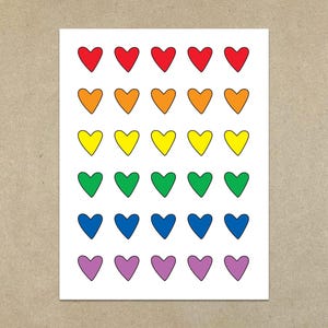 Corazones de arcoíris: tarjeta de notas plegada y sobre tamaño A2 - SKU 429
