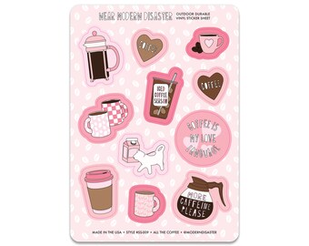 All The Coffee - 5"x7" sticker sheet - SKU SS-009