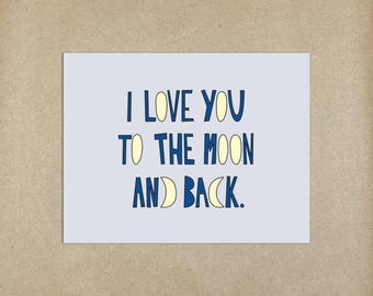 SALE - I Love You To The Moon And Back - A2 folded note card & envelope - SKU 203