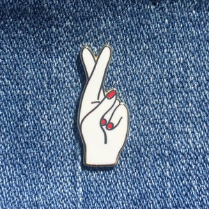 Fingers Crossed hard enamel pin SKU PIN-728 image 1