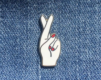 Fingers Crossed - hard enamel pin - SKU PIN-728