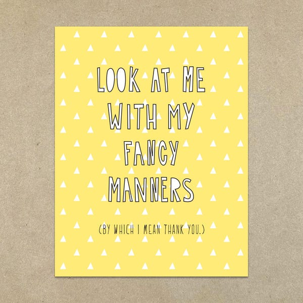 Fancy Manners - A2 folded note card & envelope - SKU 258