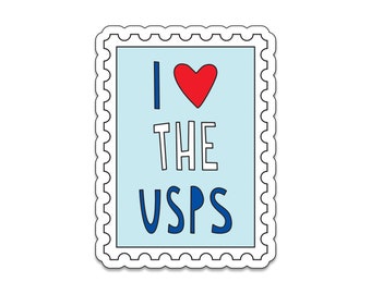 I Love the USPS - 3" vinyl die cut sticker - SKU ST-941 - durable, weatherproof, waterproof