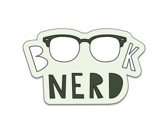 Book Nerd - 3" die cut vinyl sticker - SKU ST-1010 - durable, weatherproof, waterproof