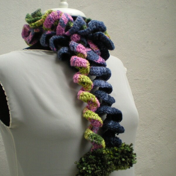 Ruffle Scarf With Pompon Neckwarmer Cowl Long