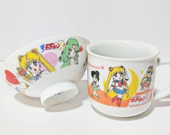 Vintage 1990s Anime Sailor Moon R Mug & Sailor Moon S Rice Bowl Set