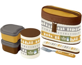 Totoro Bento lunch box set - Thermal rice/soup jar, fork, 2 containers