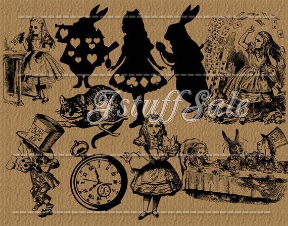 10 Alice in Wonderland Silhouette Digital Clipart | Etsy