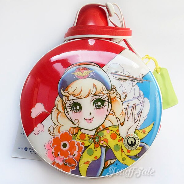 70's Vintage cute girl plastic water bottle - 800ml Chieko Hosokawa