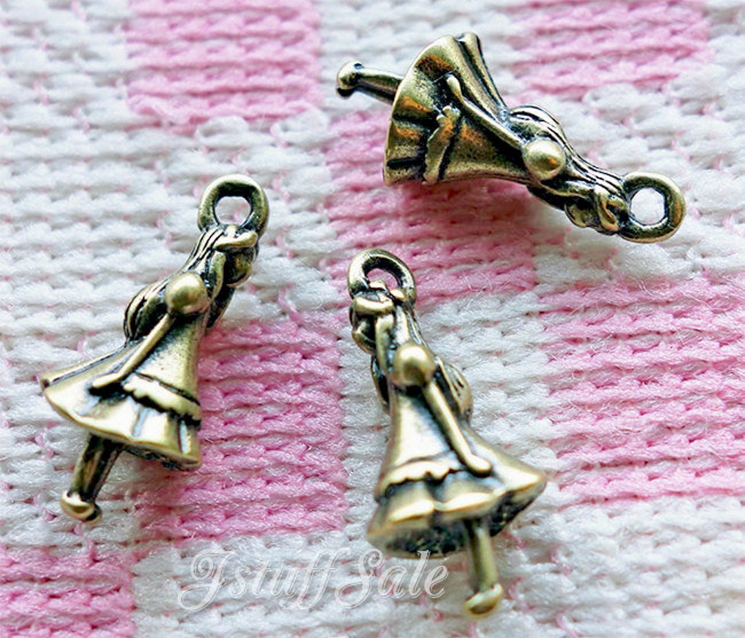 5 Fairy Tale Charms Antiqued Bronze Alice in Wonderland Themed Assorted Lot