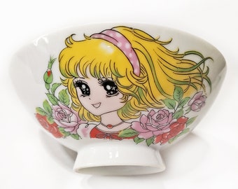 70s vintage - Anime girl ceramic rice bowl