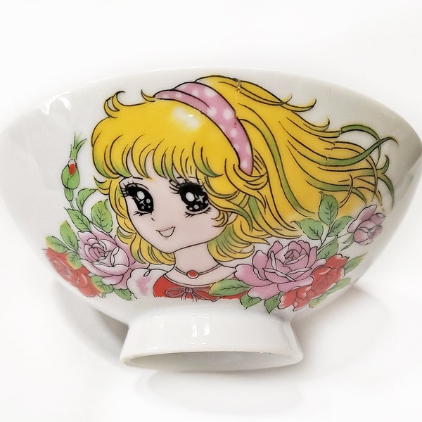 70s vintage - Anime girl ceramic rice bowl