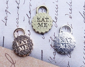 Alice in Wonderland theme double-sided EAT ME cookie charms