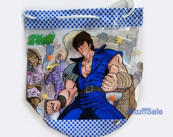1980s Fist of the North Star Vintage drawstring beach bag Pool Bag, Japanese Anime Vinyl Swim bag
