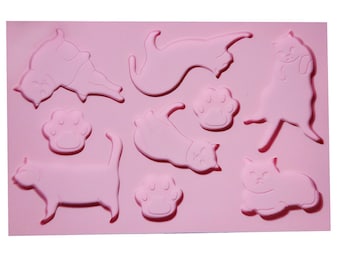 Flexible silicone push mold - Cats