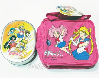 90s Vintage Sailor Moon Bag/Pouch and Aluminum Bento Lunch Box set