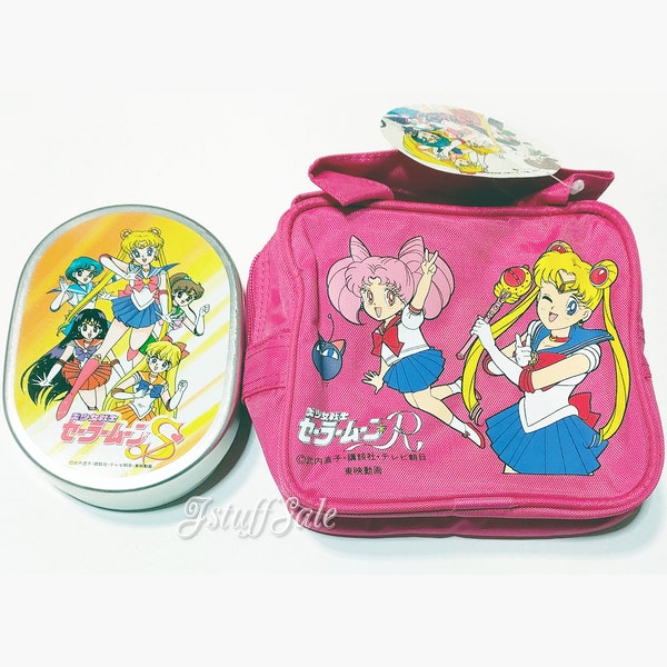 90s Vintage Sailor Moon Bag/Pouch and Aluminum Bento Lunch Box set