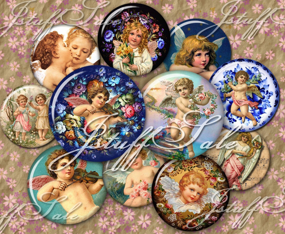 Vintage Angels Digital Collage Images - 3 Sheets 1 Inch (25mm) DIY You ...