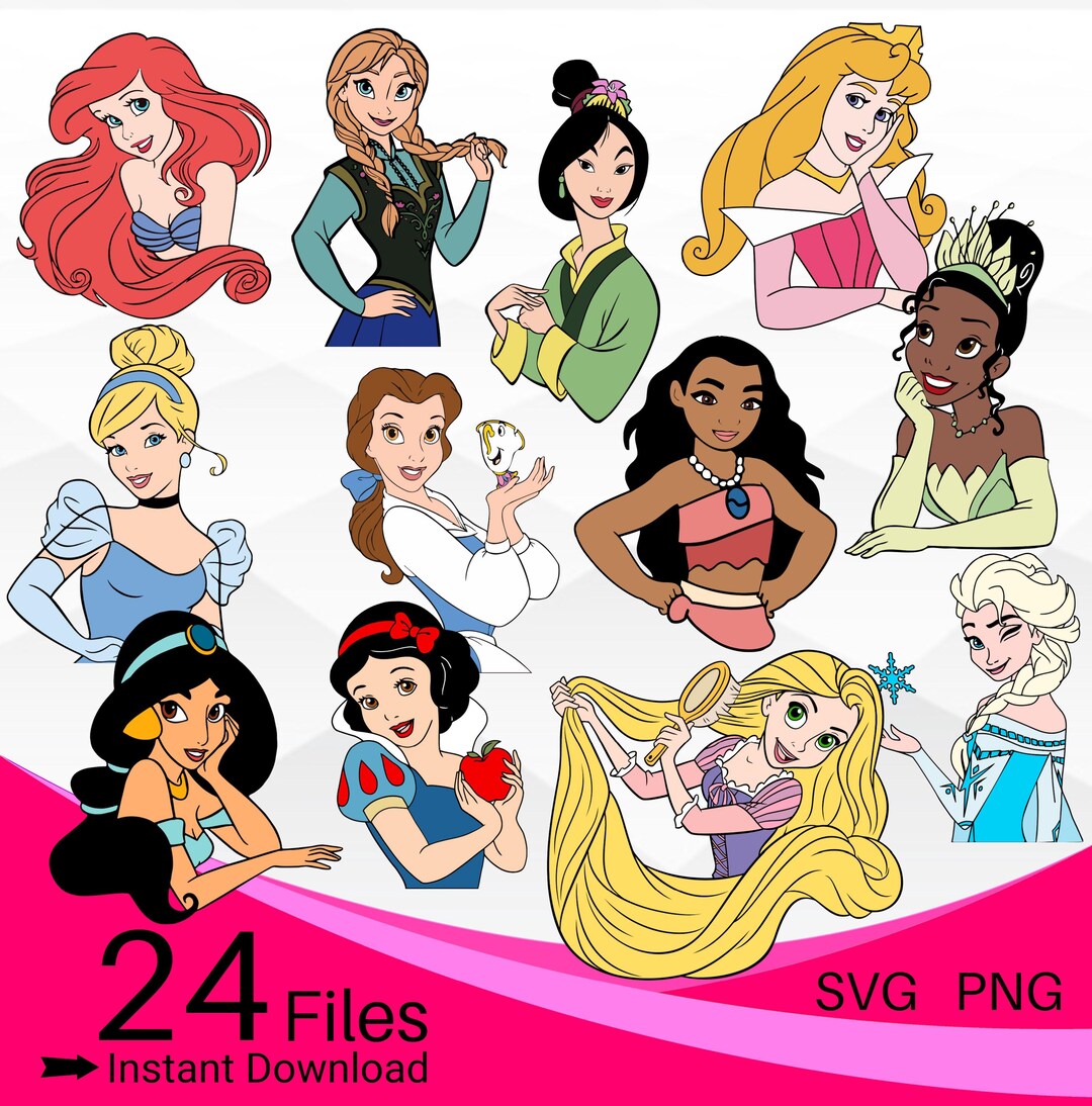 Princess SVG Bundle, Princess SVG PNG Clipart Bundle - Etsy UK