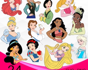 Princess SVG Bundle, Princess SVG PNG Clipart Bundle