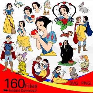 Blanche neige SVG Bundle, Blanche-Neige PNG svg clipart, Evil Queen svg png Clipart Bundle, Blanche neige svg en couches Bundle