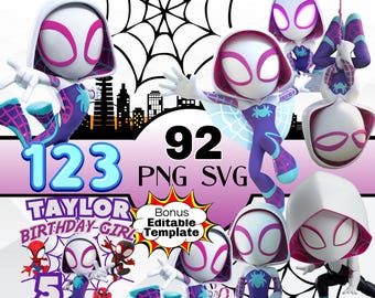 Spidey Clipart Bundle, Ghost Spider PNG Bundle, Spidey and his Amazing Friends Spider Gwen png, Great for superhero birthday, shirts