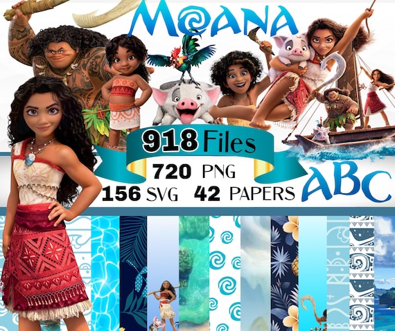 Moana PNG Clipart Bundle, Moana SVG, Moana Paper, Moana 2 svg, Moana alphabet font, Maui svg png