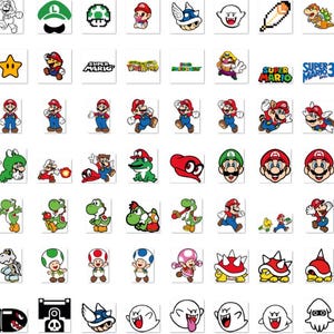 Puede incluir: Un conjunto de 64 pegatinas coloridas con personajes de la franquicia de videojuegos Super Mario Bros. Las pegatinas incluyen a Mario, Luigi, la princesa Peach, Toad, Bowser, Yoshi y muchos m&aacute;s.