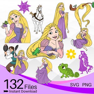 Tangled SVG Bundle, Rapunzel SVG PNG Clipart Bundle, Tangled svg for shirt, Princess svg, Flynn Rider svg