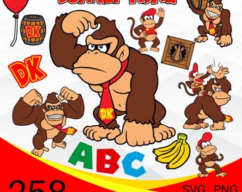 Donkey Kong SVG Bundle, Donkey Kong SVG PNG Clipart Bundle, Donkey Kong Layered svg Bundle