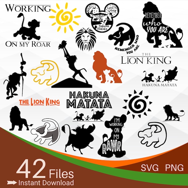 Le Roi Lion SVG Bundle, Hakuna Matada SVG, Simba PNG Clipart Bundle, Mufasa couches Svg Bundle