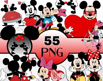 Mickey Valentine Clipart Bundle, Valentine's Day PNG Bundle, Mickey png, Great for shirts, Valentines, invitations,  and more