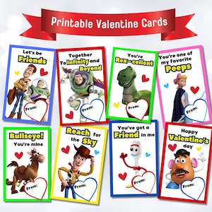 Toy Story Valentinstagskarten, druckbare Valentinstagskarten, Bundle mit Woody Buzz Lightjahre, Sofort Download Valentinstagskarten