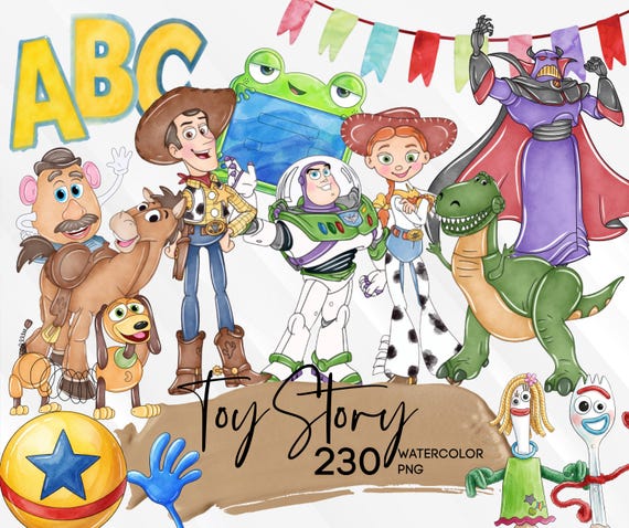 Toy Story Watercolor Clipart Bundle, Toy Story PNG Bundle, Hand painted png, Woody Buzz birthday, shirts