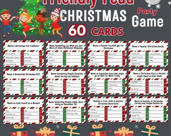 Christmas Friendly Feud Game, Holiday Printable Friendly Feud Party Game for kids, teens, and adults
