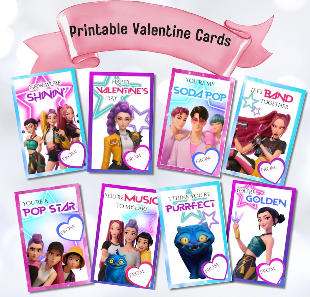 Huntrix Valentines, K Pop Valentine Cards, K-pop Printable