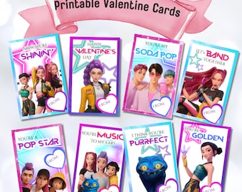 Huntrix Valentines, K Pop Valentine Cards, K-pop Printable