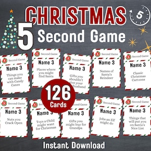 Weihnachten 5 Sekunden Spiel, Weihnachtsfeier Spiel, Printable Urlaub 5 Sekunden Spiel