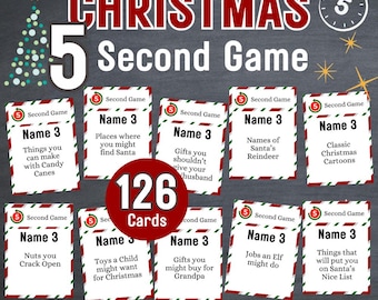 Christmas 5 Second Game, Christmas Party Game, Printable Holiday 5 second Game