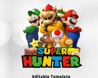 Mario Editable Template, Mario Birthday png, Super Mario Birthday png for shirt or decor to edit and print