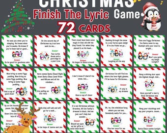 Christmas Party Finish the Lyrics Game, Christmas Carol Game, Printable Holiday Song Game