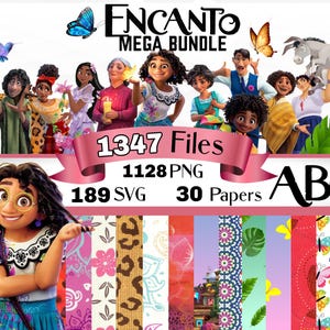 Encanto PNG Mega Clipart Bundle, Encanto SVG, Encanto Digital Papers, Encanto Font