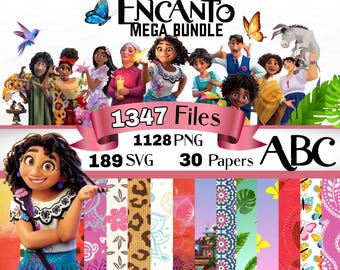 Encanto PNG Mega Clipart Bundle, Encanto SVG, Encanto Digital Papers, Encanto Font