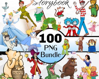Storybook png clipart, Classic kids stories clipart, children's Books Png Bundle