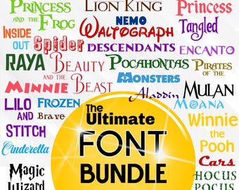 The Ultimate Font Bundle, Font TTF Files, Alphabet Letters, Mermaid Font, Frozen Font, Princess Font, Stitch Font