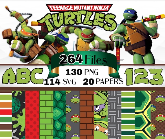 Ninja Turtles Clipart Bundle, Ninja Turtles SVG PNG Clipart Bundle, Mayhem Ninja Birthday, Ninja Turtle Shirts