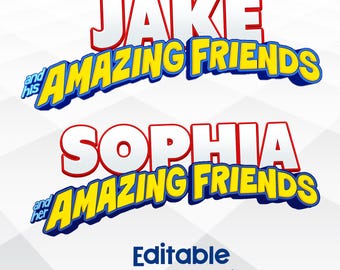 Editable Spidey and his / her Amazing Friends PNG, Spidey Canva Template, Birthday Name Age Spidey superhero clipart