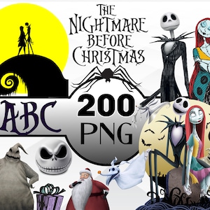 Paquete de imágenes prediseñadas de Pesadilla antes de Navidad, paquete PNG de Pesadilla antes de Navidad, png de Halloween, ideal para camisetas de Pesadilla antes de Navidad