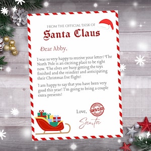 Carta de Papai Noel editável, Carta de Papai Noel para impressão, Carta de Papai Noel de Natal fácil de editar, Carta de Natal editável do Papai Noel